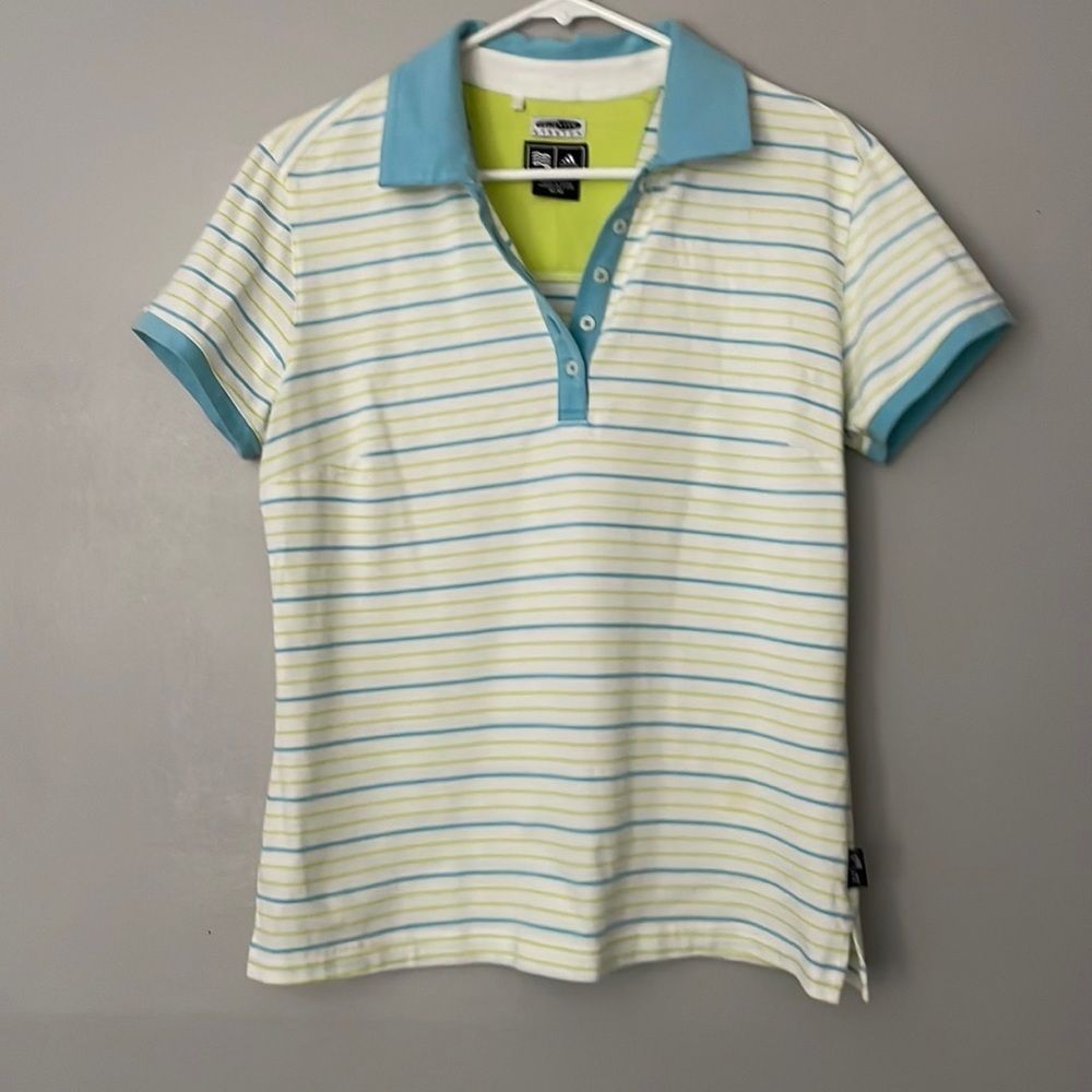 ADIDAS Ladies Climalite Golf Polo. Stretch. Medium. NICE! Baby blue & green